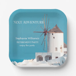 Plato De Papel Fiesta de retiro de destino Azul blanco griego