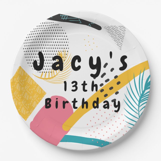 Plato De Papel Fiesta de Retro Collage de los años 90 (Anverso)