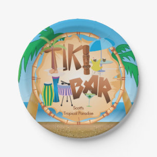 Plato De Papel Fiesta de Retro Tiki Bar
