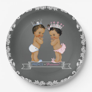 Plato De Papel Fiesta de revelación de bebé Príncipe Princesa Étn