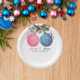 Plato De Papel Fiesta de revelación de invierno rosa o azul