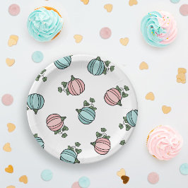 Plato De Papel Fiesta de revelaciones de género de calabazas azul