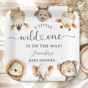 Plato De Papel Fiesta de Safari de Wild One para Baby Shower