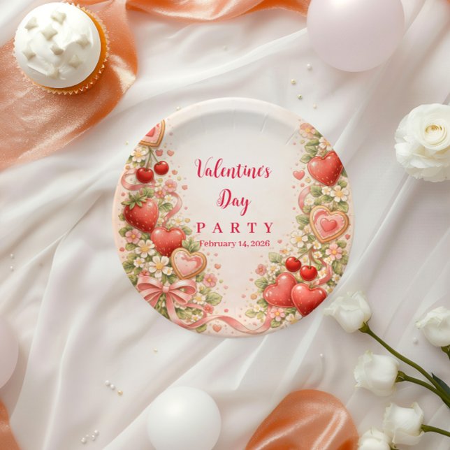 Plato De Papel Fiesta de San Valentín Fresas y Amores (Subido por el creador)