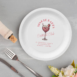 Plato De Papel Fiesta de San Valentín para Solteras Cóctel Rosa