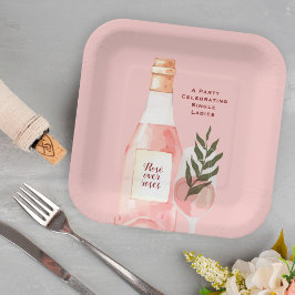 Plato De Papel Fiesta de San Valentín Rosé sobre Rosas Vino Rosad