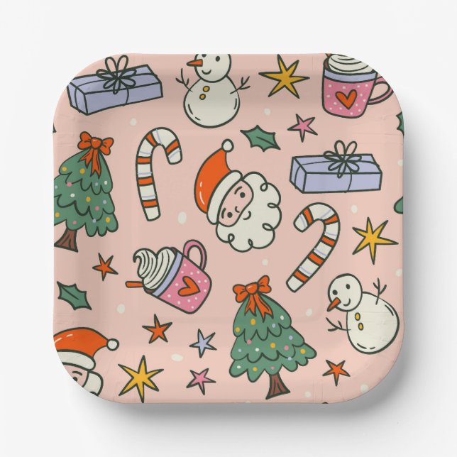 Plato De Papel Fiesta de Santa Claus de Navidad (Anverso)