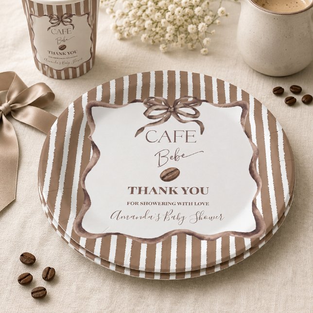 Plato De Papel Fiesta de Shower de Café Bebe Bow (Subido por el creador)