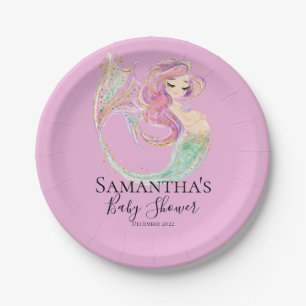 Plato De Papel Fiesta de Sirena Baby Shower Madre