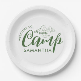 Plato De Papel Fiesta de Soltera Personalizada de Campamento Rúst