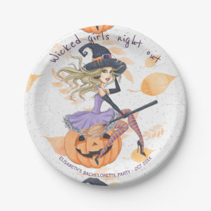 Plato De Papel Fiesta de soltería de Halloween con brujas acuátic