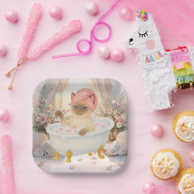 Plato De Papel Fiesta de Spa para Cat Lovers (Fiesta)