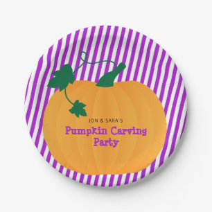 Plato De Papel Fiesta de tallado de calabazas de Halloween