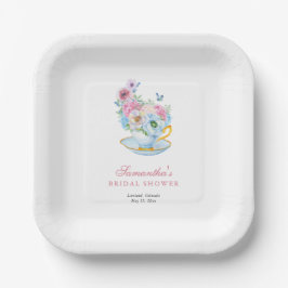 Plato De Papel Fiesta de té de acuarela Despedida de soltera