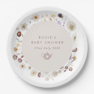 Plato De Papel Fiesta de té de flores silvestres para baby shower