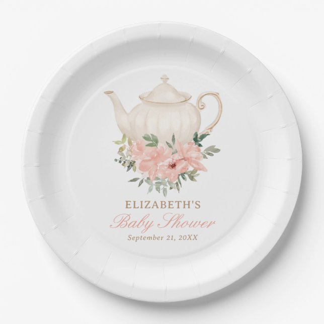 Plato De Papel Fiesta de té floral Baby Shower