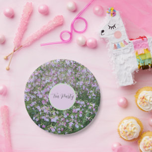 Plato De Papel Fiesta de té floral rosa Nicotiana