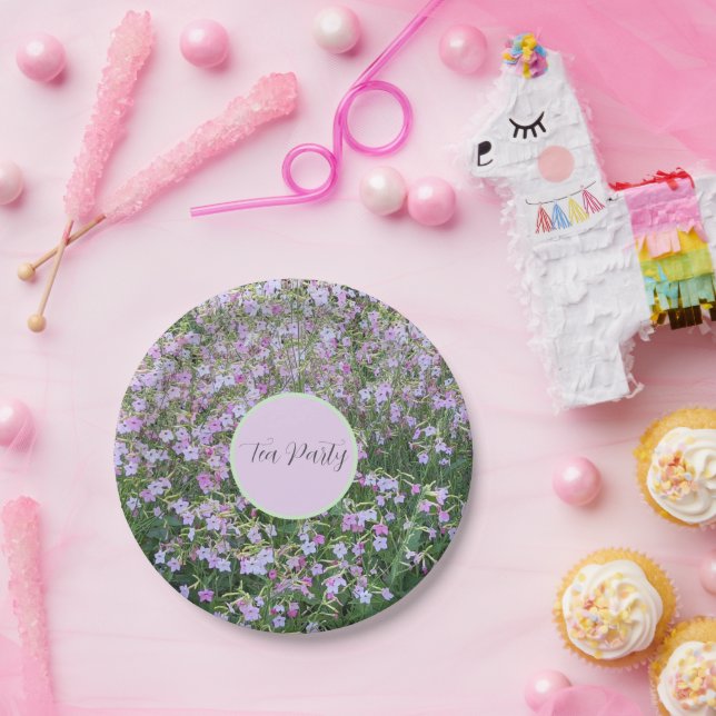 Plato De Papel Fiesta de té floral rosa Nicotiana (Fiesta)