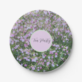 Plato De Papel Fiesta de té floral rosa Nicotiana