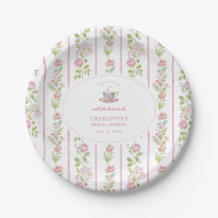 Plato De Papel Fiesta de té nupcial grandmillennial floral rosa