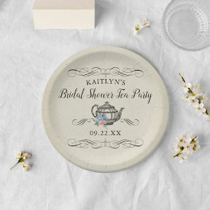 Plato De Papel Fiesta de té vintage elegante   Despedida de solte