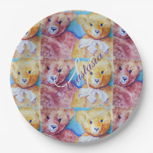 PLATO DE PAPEL FIESTA DE TEDDY BEAR LOVE MONOGRAM