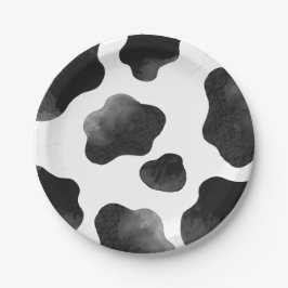 Plato De Papel Fiesta de tema de estampado de vaca, manchas de va