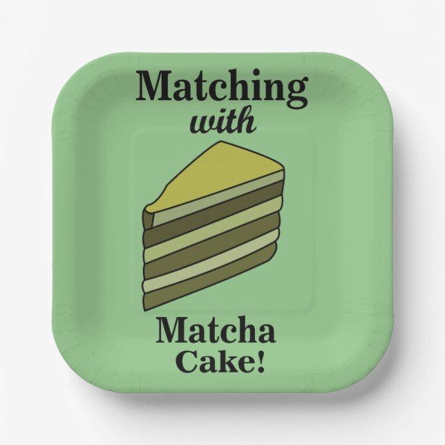 Plato De Papel Fiesta de Torta Verde Matcha (Anverso)