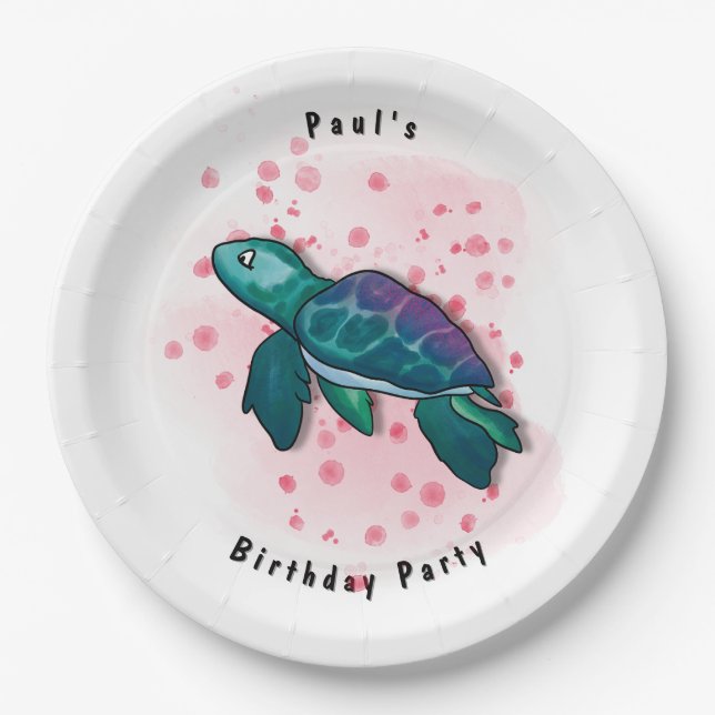 Plato De Papel Fiesta de tortuga (Anverso)