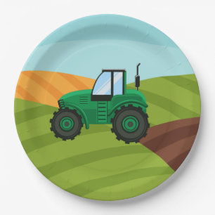 Plato De Papel fiesta de tractor de país fresco