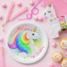 Plato De Papel Fiesta de unicornio arcoiris