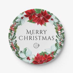 Plato De Papel Fiesta de vacaciones Añadir logotipo Navidades cor