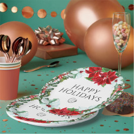 Plato De Papel Fiesta de vacaciones Añadir logotipo Navidades cor