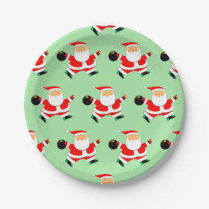 Plato De Papel Fiesta de vacaciones de Navidades de boliche