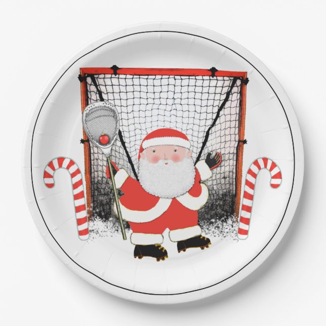 Plato De Papel Fiesta de vacaciones de Navidades Lacrosse (Anverso)
