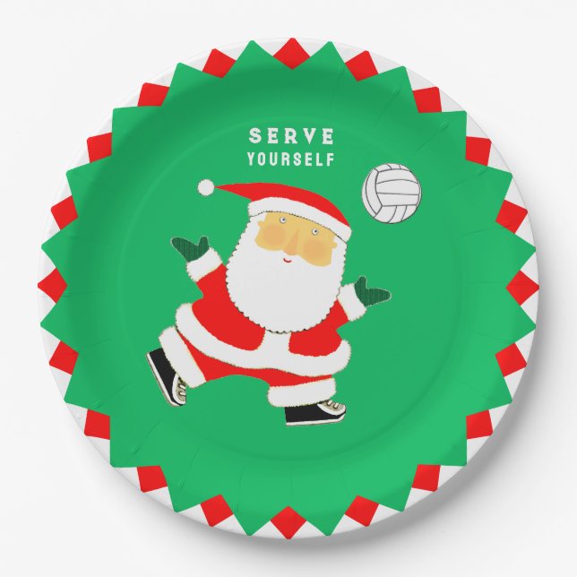 Plato De Papel Fiesta de vacaciones de voleibol (Anverso)