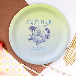 Plato De Papel Fiesta de verano de Cowgirl de sirvienta azul cost