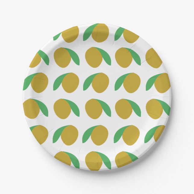 Plato De Papel Fiesta de verano de frutas tropicales de Mango (Anverso)