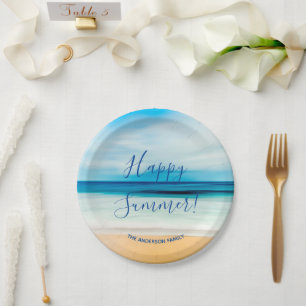 Plato De Papel Fiesta de verano del mar de playa