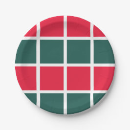 Plato De Papel Fiesta de verificación de verde rojo