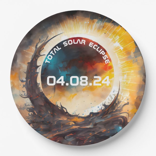 Plato De Papel Fiesta de visualización de eclipse solar (Anverso)