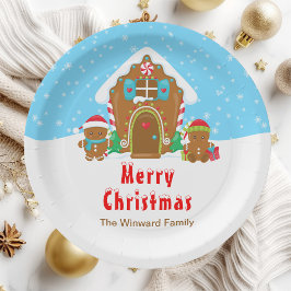 Plato De Papel Fiesta decorativo de pan de jengibre azul brillant