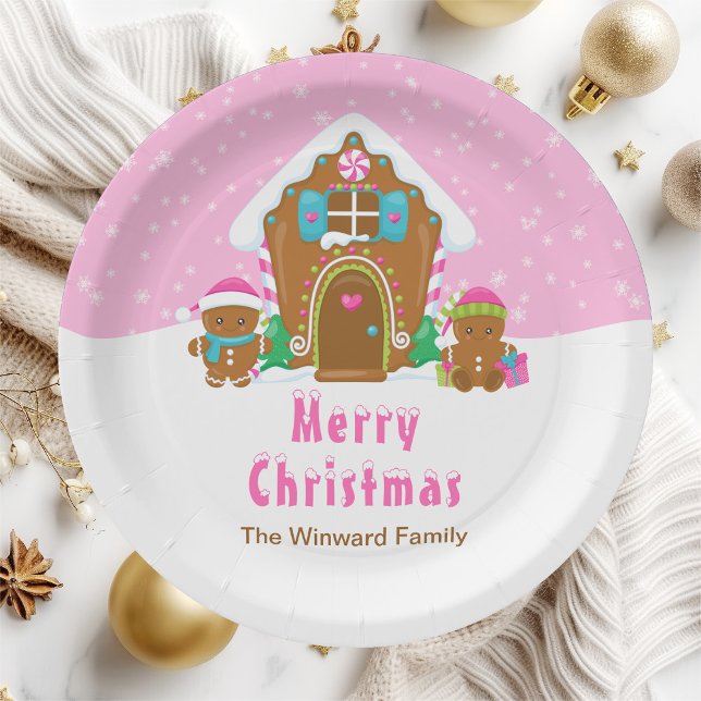 Plato De Papel Fiesta decorativo de pan de jengibre rosa brillant (Subido por el creador)