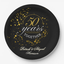 Plato De Papel fiesta del Aniversario del Boda Dorado de los 50 a