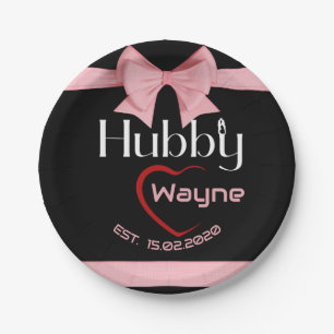 Plato De Papel Fiesta del Aniversario del Boda Hubby Wifey