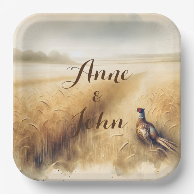 Plato De Papel Fiesta del Aniversario del Pheasant del Otoño (Anverso)