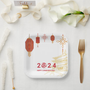 Plato De Papel fiesta del Año Nuevo Lunar 2024