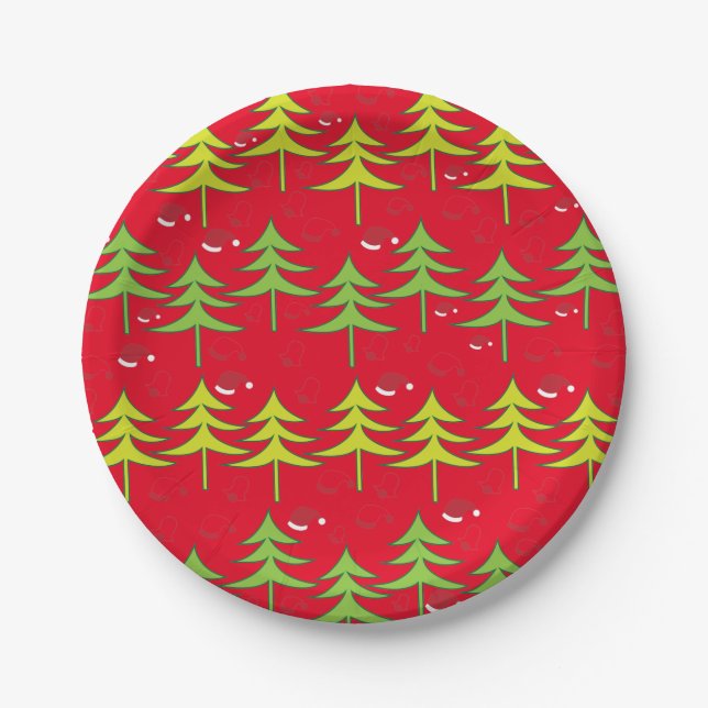 Plato De Papel Fiesta del Árbol de Navidad (Anverso)