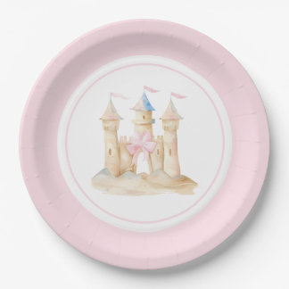 Plato De Papel Fiesta del Castillo de Arena Preppy Watercolor Bea