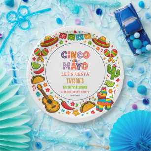 Plato De Papel Fiesta del Cinco de Mayo – Celebración de fiesta c
